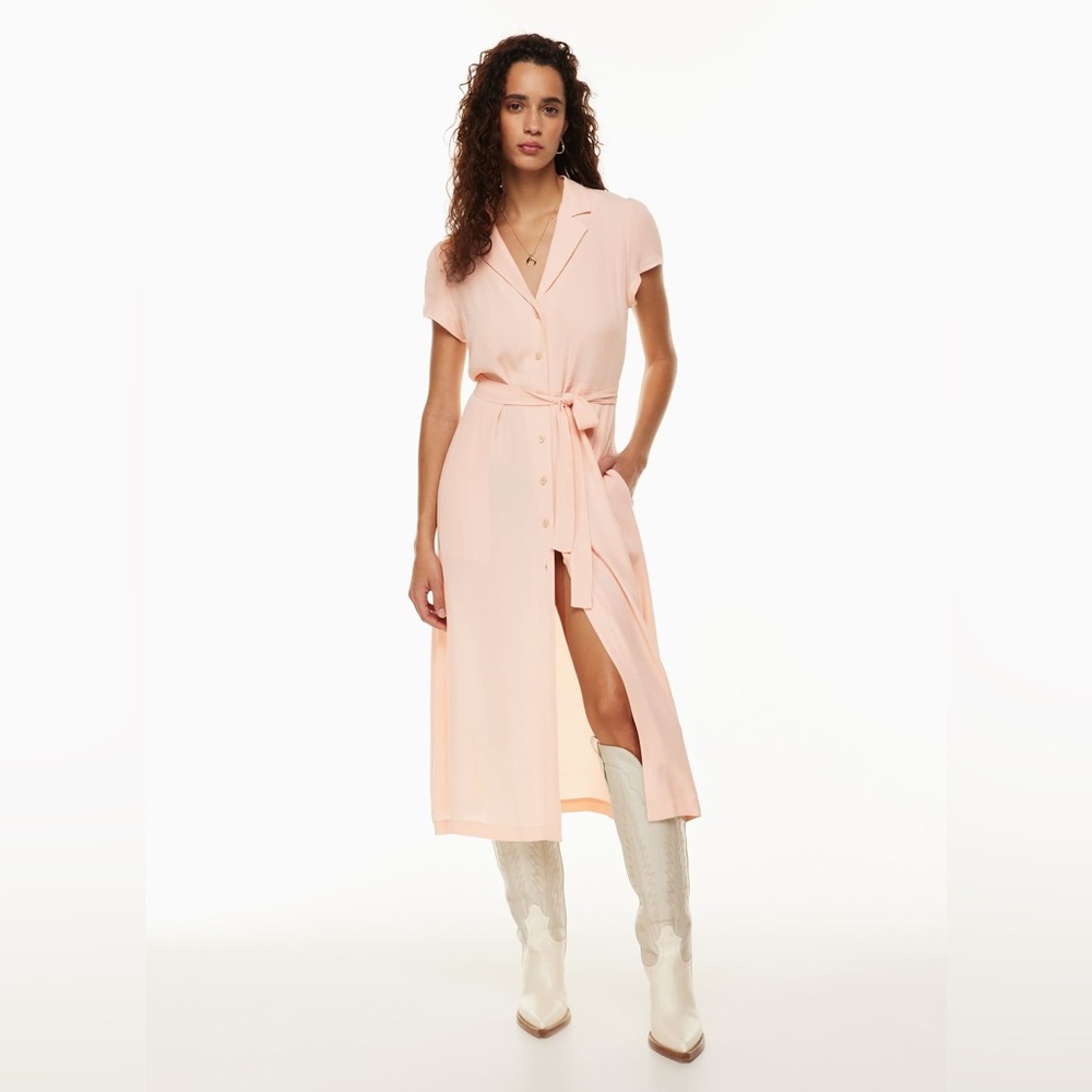 Wilfred Soft Blush Tie-Waist Midi Shirt Dress